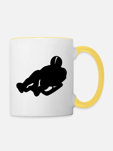 Schlitten - Tasse zweifarbig - Weiß/Gelb