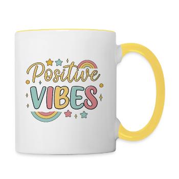 Rainbow Positive Vibes - Contrasting Mug - white/yellow - Right