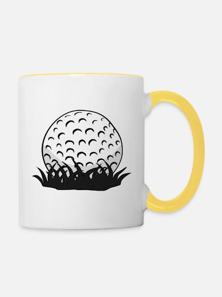 Golfball - Tasse zweifarbig - Weiß/Gelb