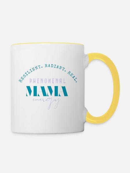Phänomenales Mama-Energie-Tee - Tasse zweifarbig - Weiß/Gelb