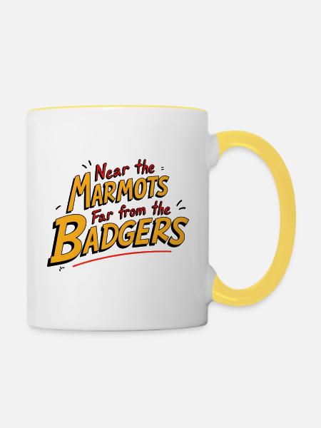 Murmeltier, Murmeltiere, nahe Murmeltiere - Tasse zweifarbig - Weiß/Gelb