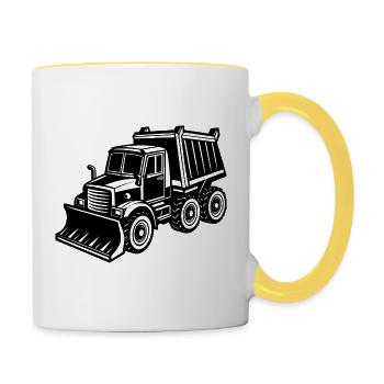 Schneepflug - Tasse zweifarbig - Weiß/Gelb - Rechts