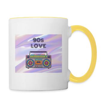 90s Love Boombox - Contrasting Mug - white/yellow - Right