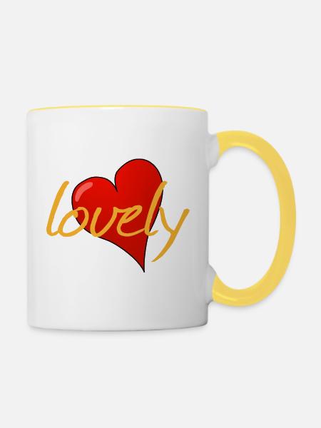 LOVELY - Tasse zweifarbig - Weiß/Gelb