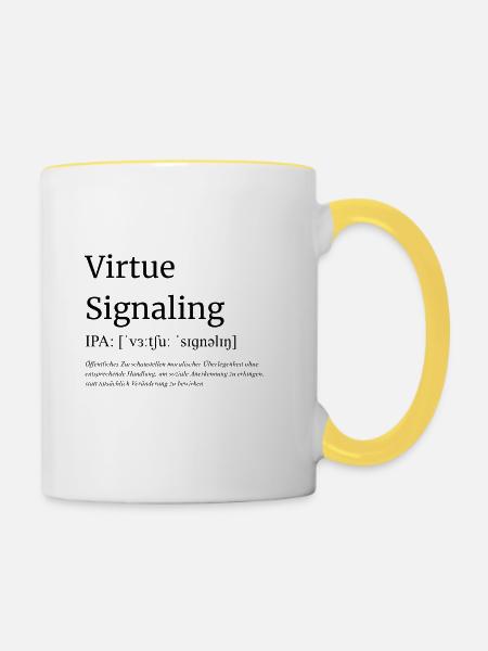 Virtue_Signaling - Tasse zweifarbig - Weiß/Gelb