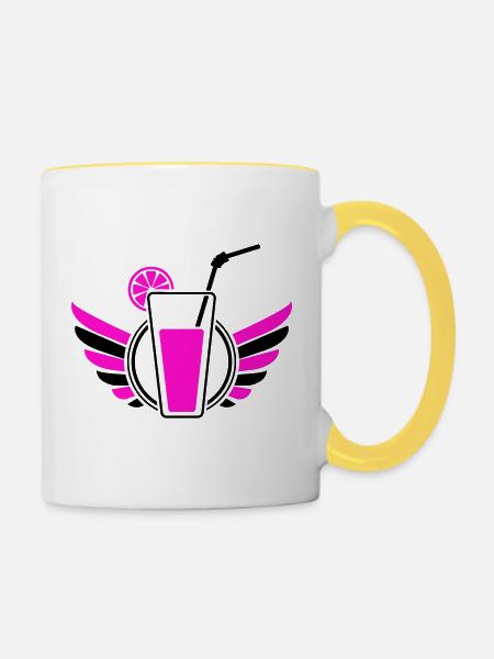 Cocktail Flügel - Tasse zweifarbig - Weiß/Gelb