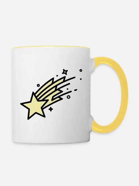  Sternschnuppe Komet Comic - Tasse zweifarbig - Weiß/Gelb