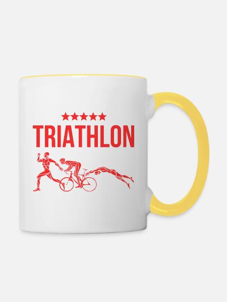 Triathlon - Tasse zweifarbig - Weiß/Gelb
