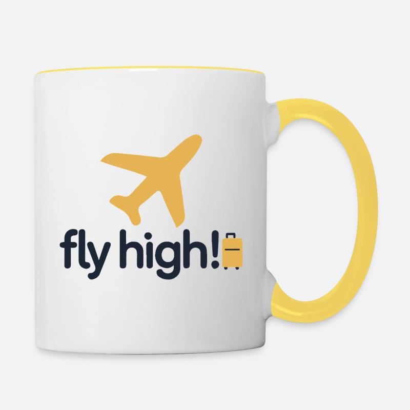 Fly High Travel Icon Tee - Contrasting Mug - white/yellow