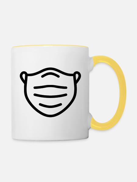 Maske - Tasse zweifarbig - Weiß/Gelb