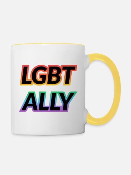 LGBT ALLY - Tasse zweifarbig - Weiß/Gelb