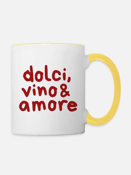 Dolci Vino Amore - Tasse zweifarbig - Weiß/Gelb