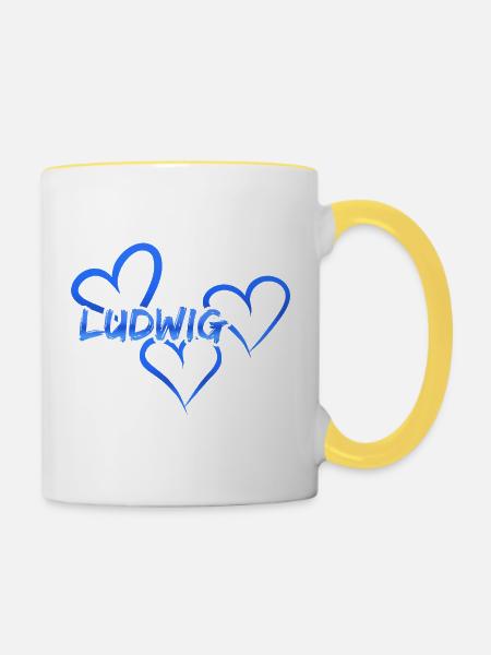 Vorname Ludwig - Tasse zweifarbig - Weiß/Gelb