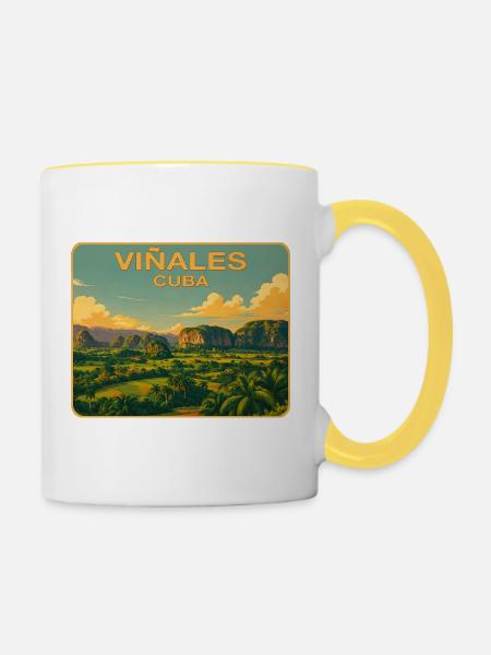 Vinales Kuba - Tasse zweifarbig - Weiß/Gelb