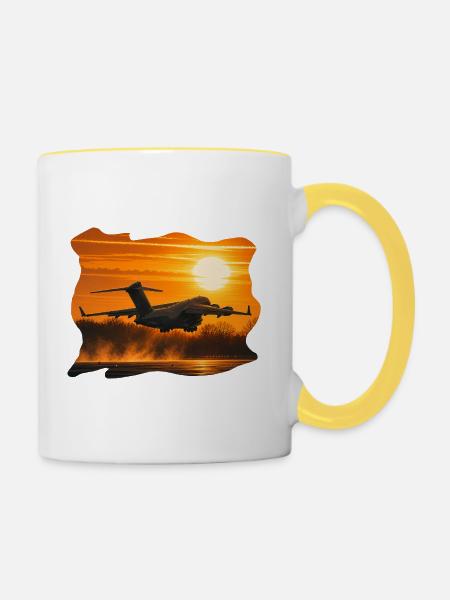 C-17 Globemaster Sunset - Tasse zweifarbig - Weiß/Gelb