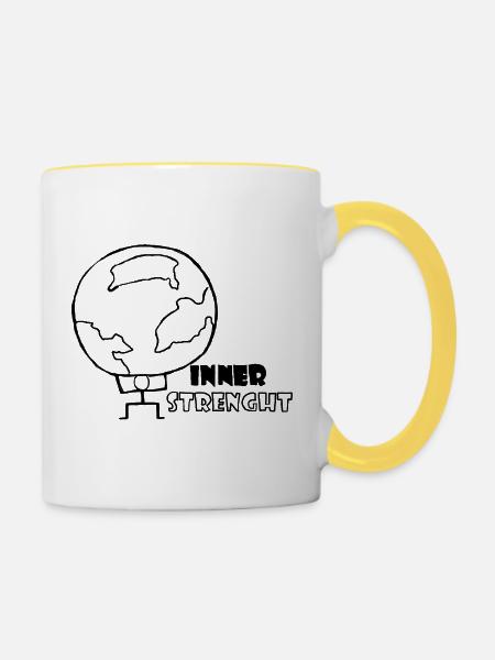 inner strength - Tasse zweifarbig - Weiß/Gelb