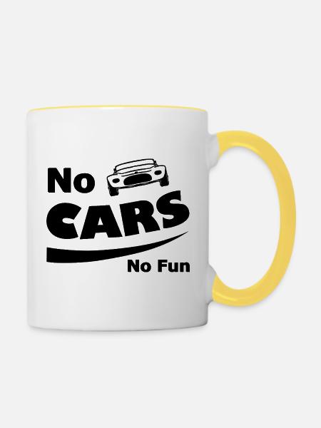 Spass und Autos - Tasse zweifarbig - Weiß/Gelb