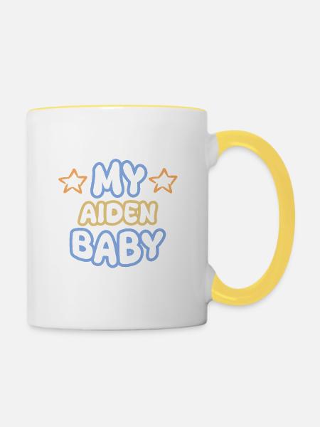 Aiden als Spruch - Tasse zweifarbig - Weiß/Gelb