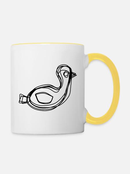 Gans handgezeichnet - Tasse zweifarbig - Weiß/Gelb