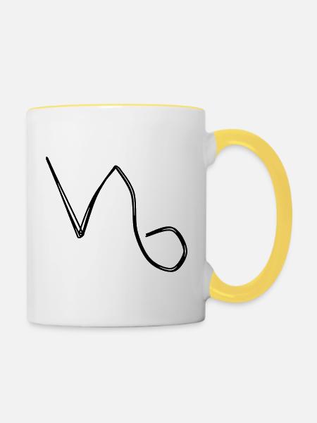 Sternzeichen Steinbock handgezeichnet - Tasse zweifarbig - Weiß/Gelb