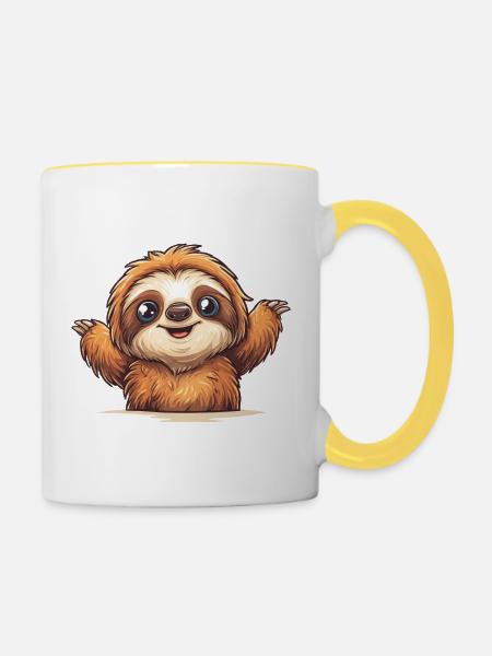 Flausch Sloth - Tasse zweifarbig - Weiß/Gelb
