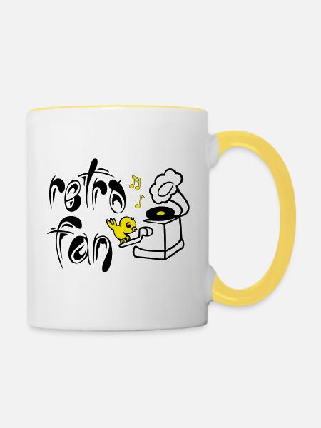 Retro Fan - Tasse zweifarbig - Weiß/Gelb