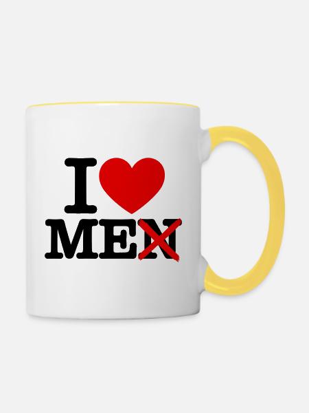 love me - Tasse zweifarbig - Weiß/Gelb