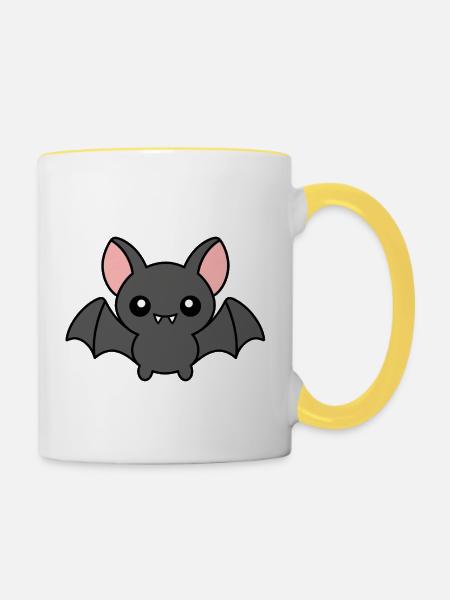 Fledermaus - Tasse zweifarbig - Weiß/Gelb