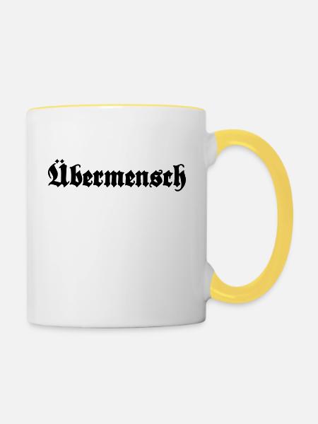 Übermensch - Overman - Tasse zweifarbig - Weiß/Gelb