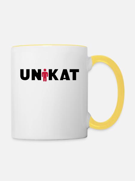 Unikat - Tasse zweifarbig - Weiß/Gelb