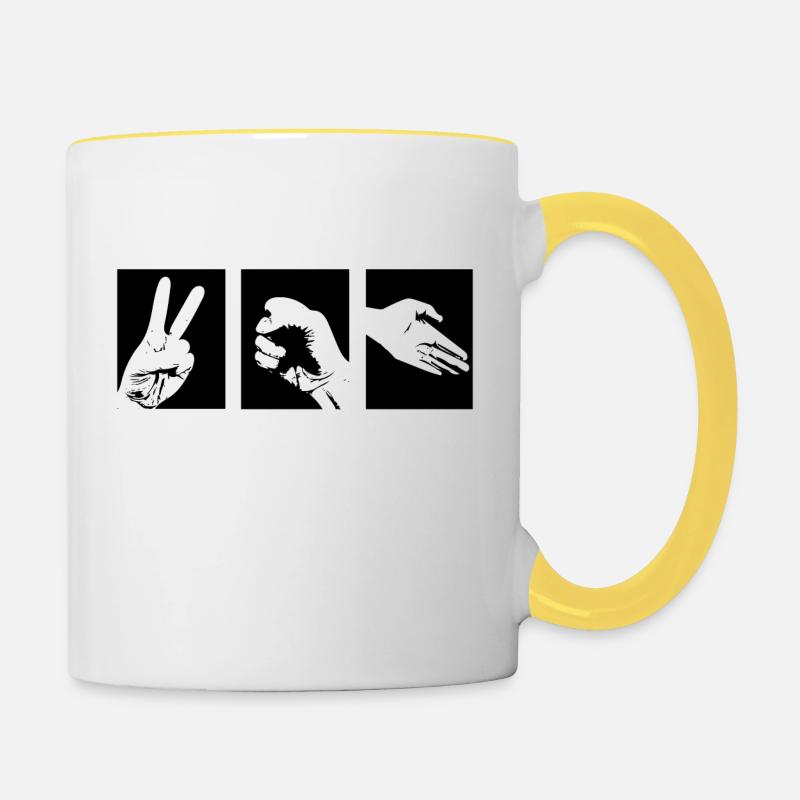 Scissors Stone Paper - Contrasting Mug - white/yellow