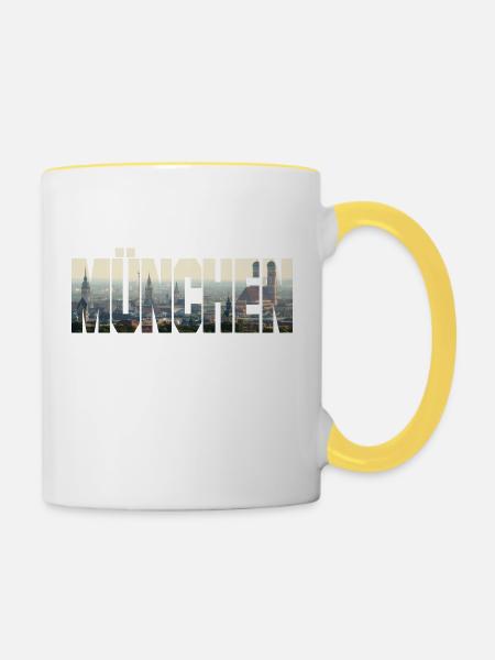 München Panorama - Tasse zweifarbig - Weiß/Gelb