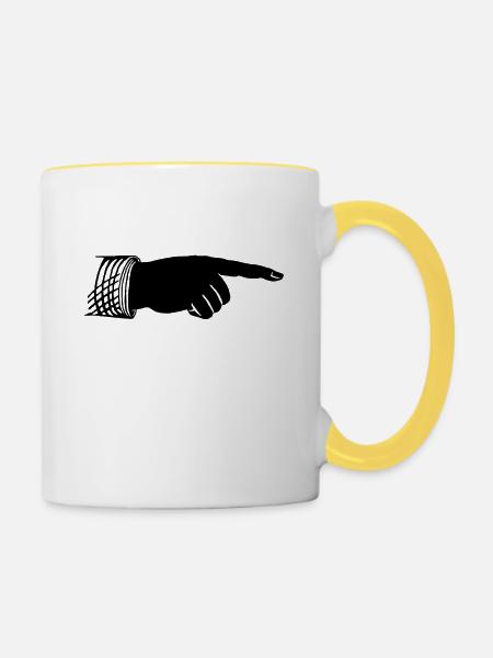 Hand - Tasse zweifarbig - Weiß/Gelb
