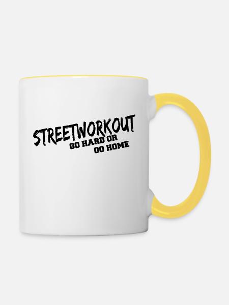 Streetworkout - Tasse zweifarbig - Weiß/Gelb