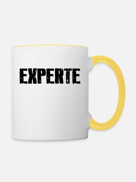 Experte - Tasse zweifarbig - Weiß/Gelb