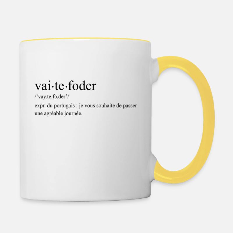 vaitefoder definition portugal - Mug contrasté - blanc/jaune