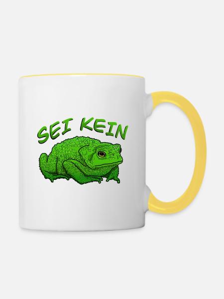 Sei Kein Frosch - Tasse zweifarbig - Weiß/Gelb