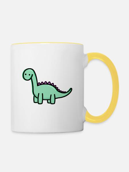 Süßer Dino - Tasse zweifarbig - Weiß/Gelb