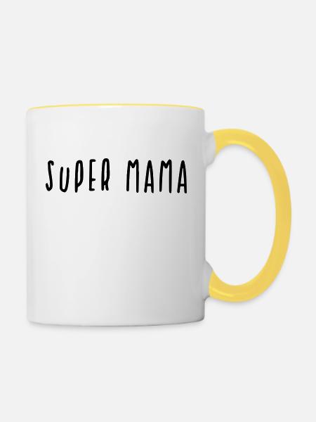 Super Mama Geschenk - Tasse zweifarbig - Weiß/Gelb