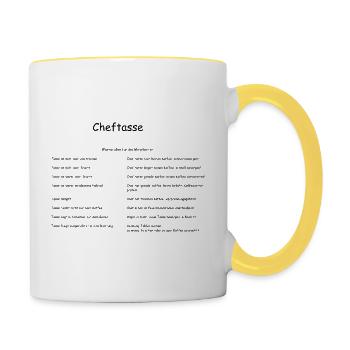 Cheftasse schwarz - Tasse zweifarbig - Weiß/Gelb - Rechts
