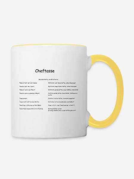 Cheftasse schwarz - Tasse zweifarbig - Weiß/Gelb