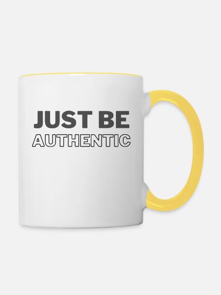 einfach authentisch sein - Tasse zweifarbig - Weiß/Gelb