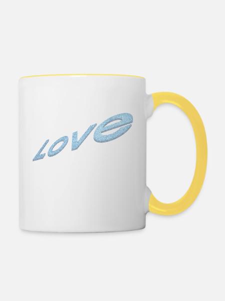 Love - Tasse zweifarbig - Weiß/Gelb