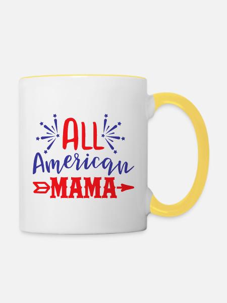 All American Mama - Tasse zweifarbig - Weiß/Gelb