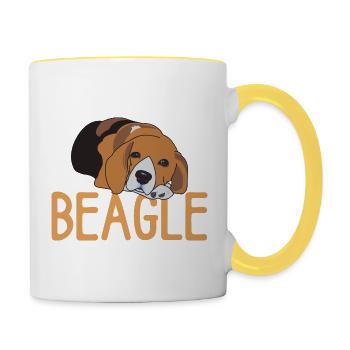 Beagle dog sweet Beagle kawaii - Contrasting Mug - white/yellow - Right