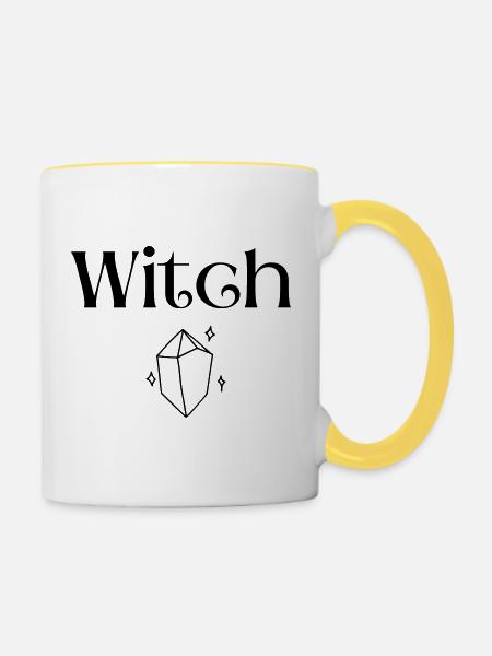 Hexe - Tasse zweifarbig - Weiß/Gelb