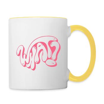What? Was? - Tasse zweifarbig - Weiß/Gelb - Rechts
