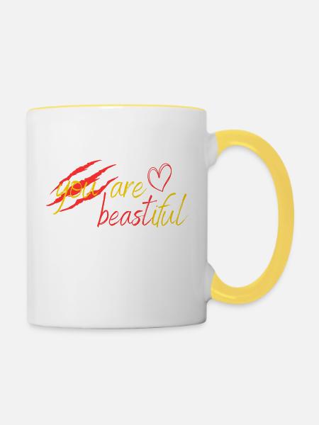 Biest oder Schönheit? - Tasse zweifarbig - Weiß/Gelb