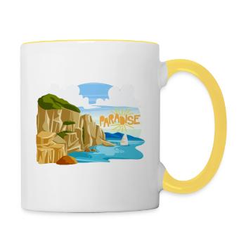 Summer Beach Sea - Contrasting Mug - white/yellow - Right