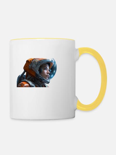 Astronautin - Tasse zweifarbig - Weiß/Gelb